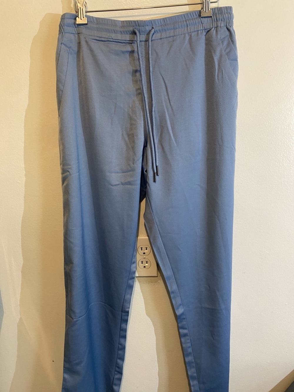 Disney Men's Dusty Blue Drawstring Jogger Pants size M fabric satin